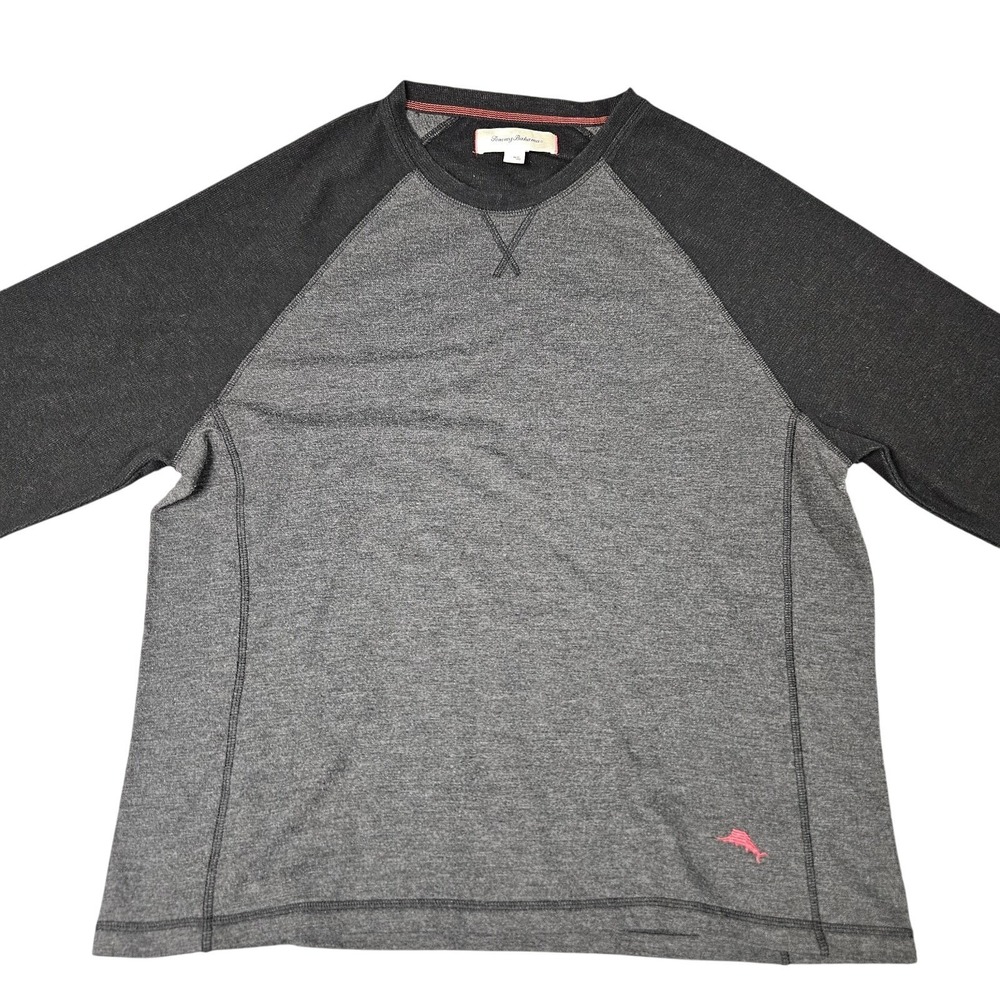 Tommy Bahama Shirt Mens XL Gray Raglan Long Sleeve Marl Knit Crewneck Casual